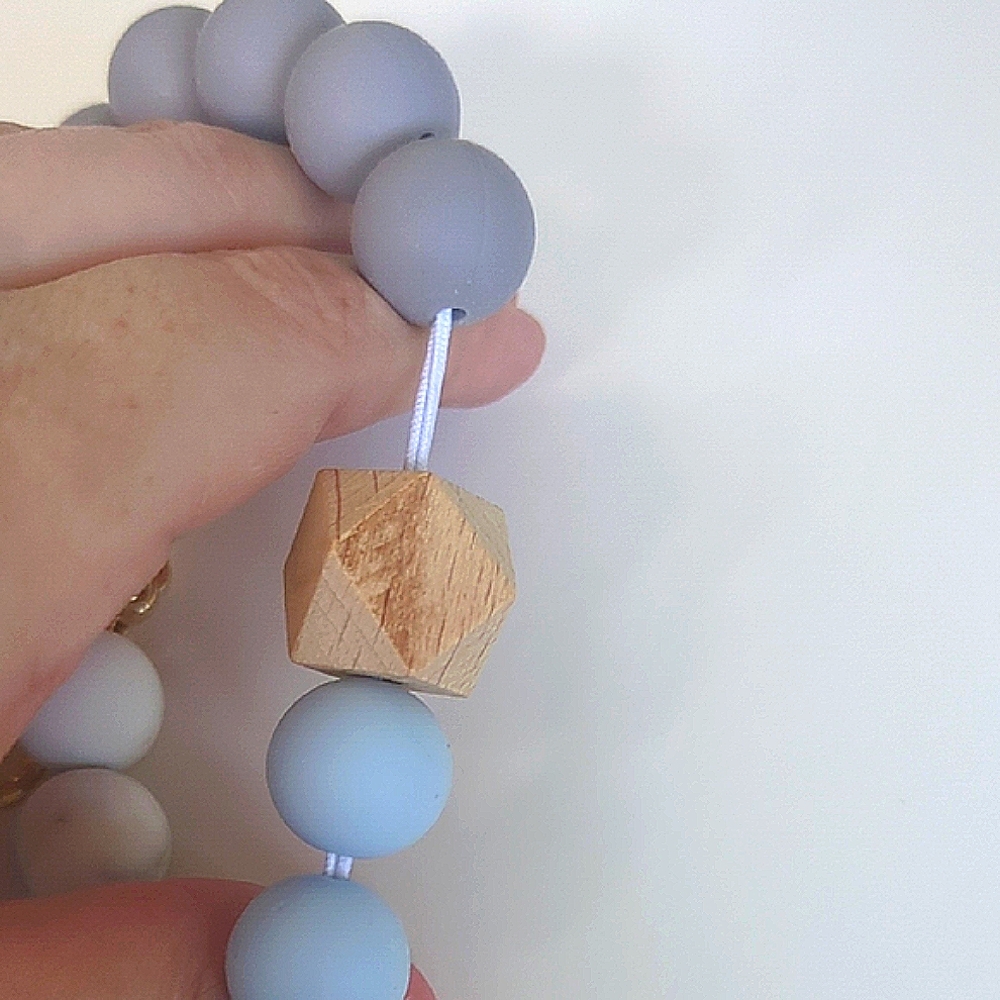 Blue and Gray Beaded Thank You Teacher Gift Key & Card Holder with Tassel - Picture 7 of 9